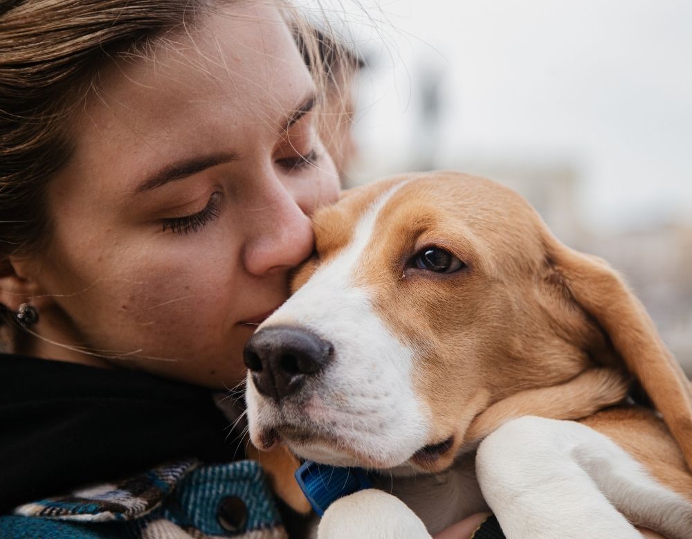 Girl kissing a dog